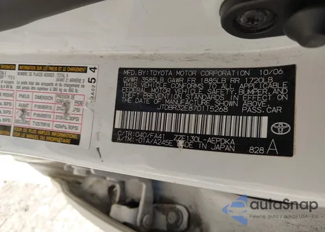 2007 Toyota Corolla Ce z USA, uszkodzony, nr VIN JTDBR32E870115268